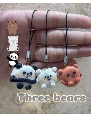 Three Bears Phone Charm