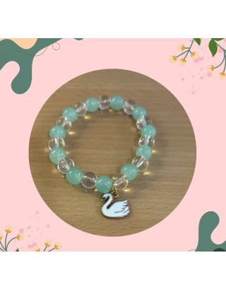 Crystal Bead Bracelet with Swan Charm