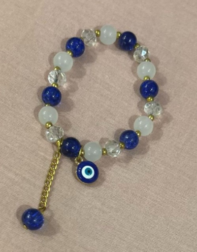 Crystal Bracelet with Evil Eye Charm