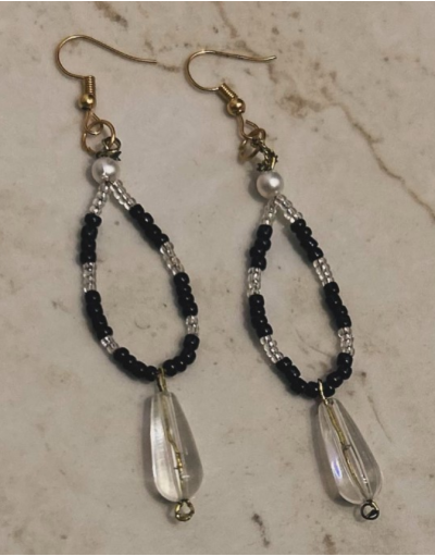 Beaded Black Earrings