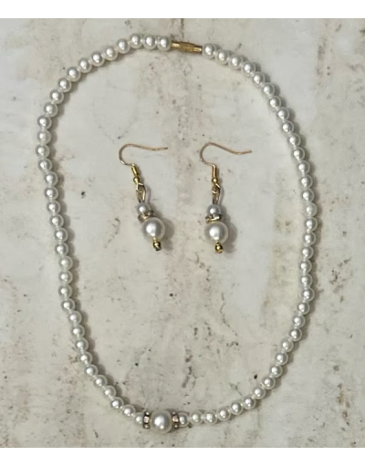 Pearl Necklace and Earring Set