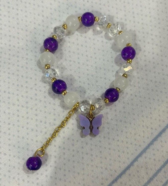 Purple Butterfly Charm Bracelet