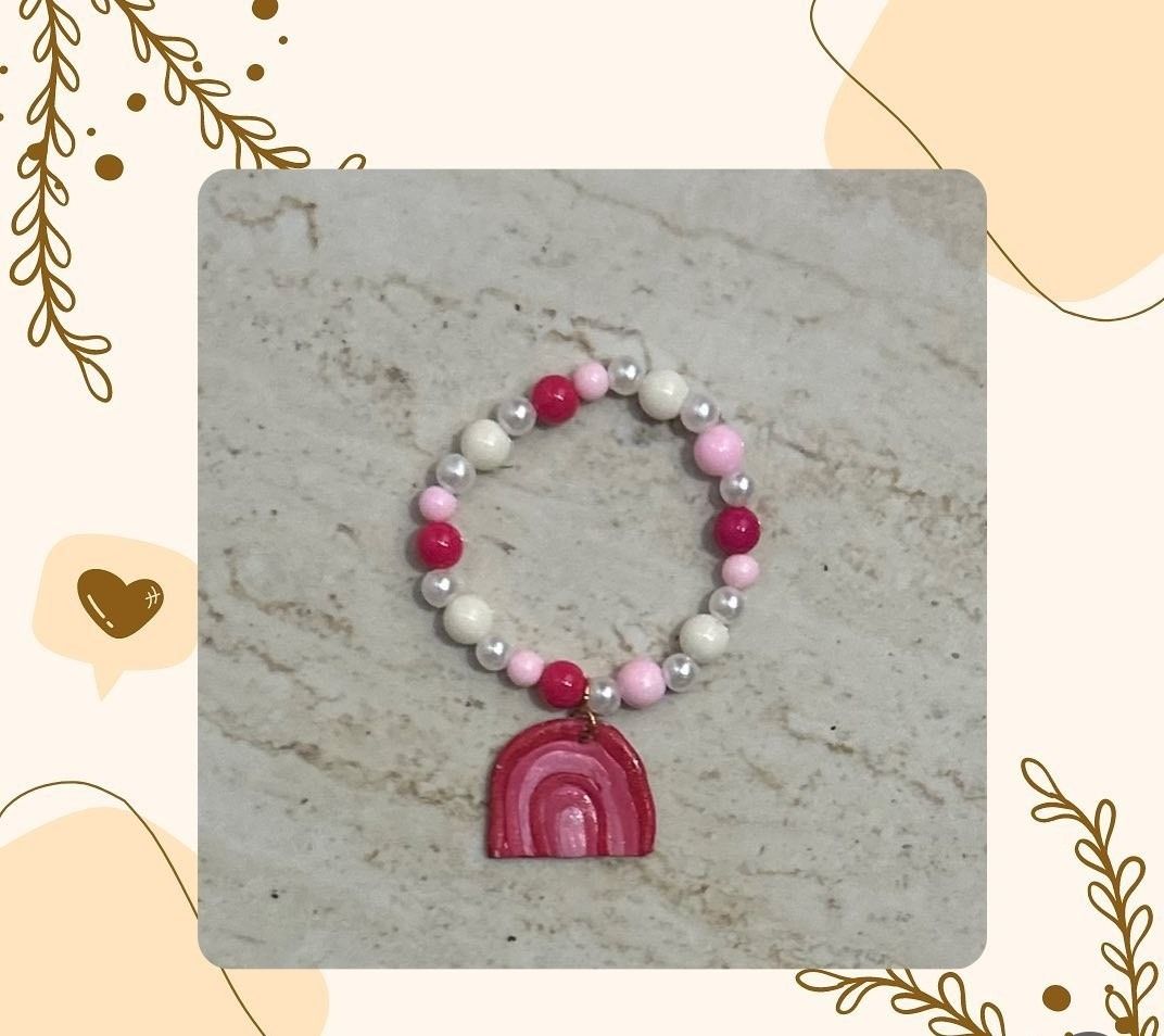 Pink Rainbow Beaded Bracelet