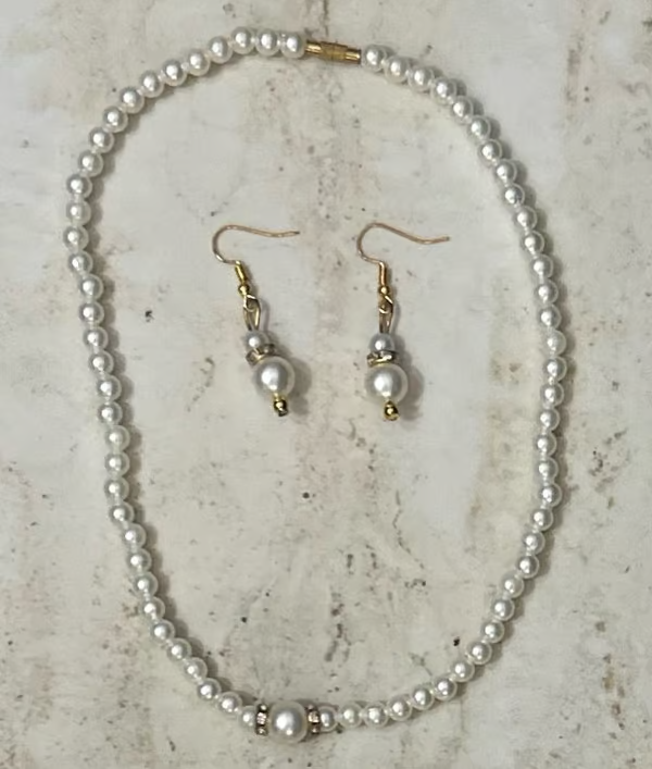 Pearl Necklace and Earring Set