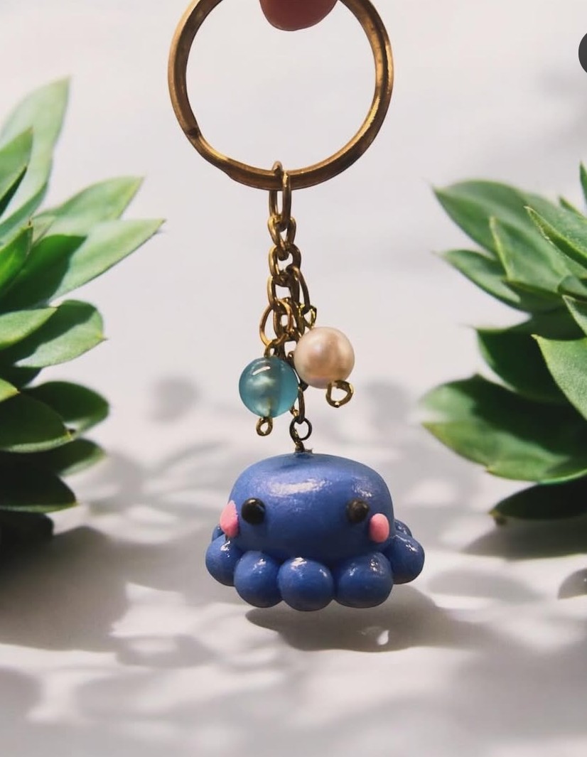 Handmade Kawaii Octopus Keychain-Blue