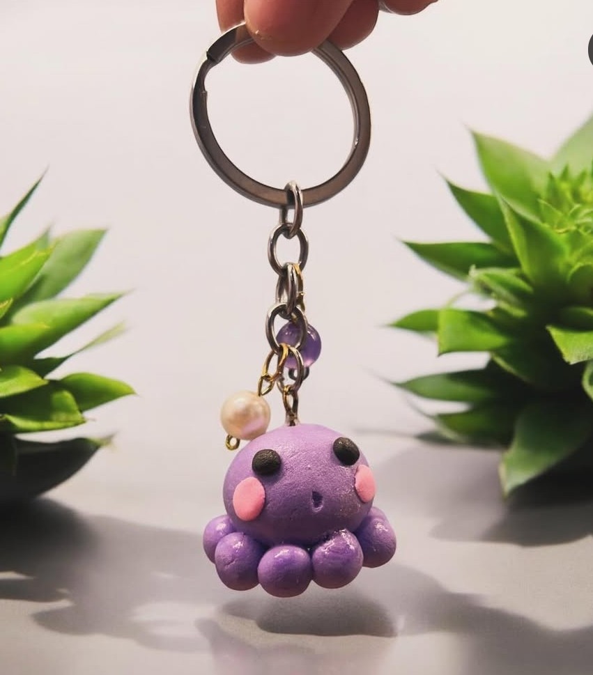 Handmade Kawaii Octopus Keychain-Purple