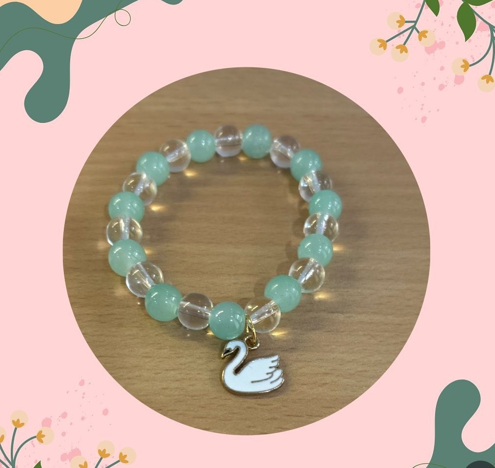Crystal Bead Bracelet with Swan Charm