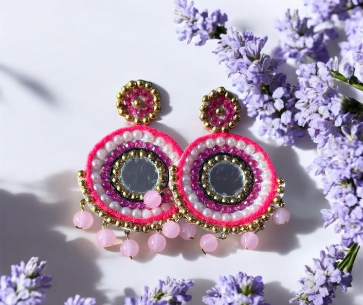 Handcrafted Mirror Jhumka Earrings